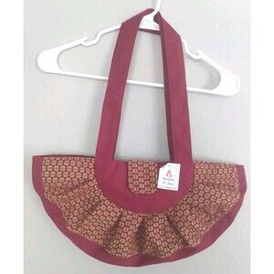 Tho Cam K Long K'Ho Women's Pleated Burgundy Floral Purse Handbag Lam Dong